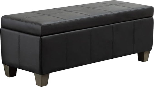Black Faux Leather Ottoman by UDAX