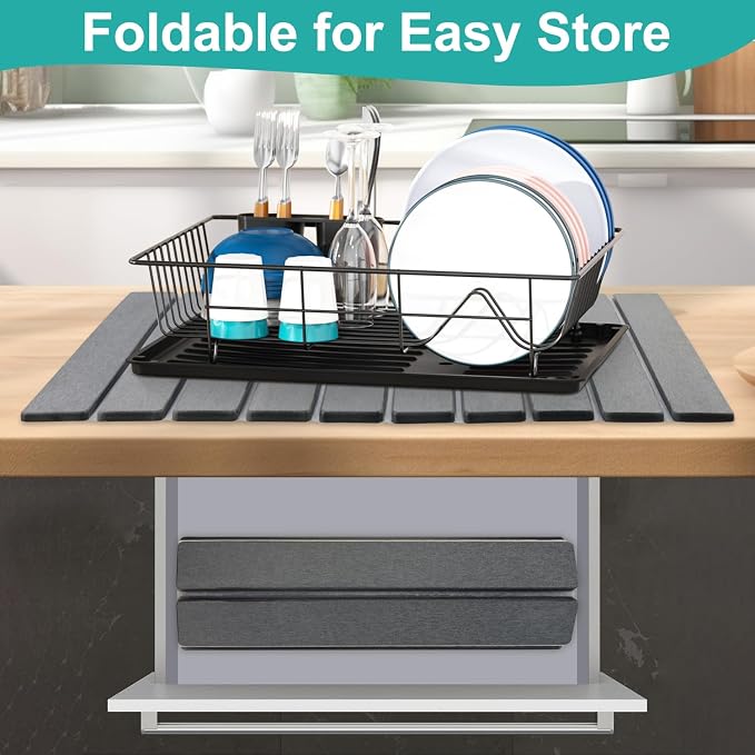 3 Pcs Large Stone Drying Mats for Kitchen Counter Diatomaceous Earth Dish Fast - Image 5