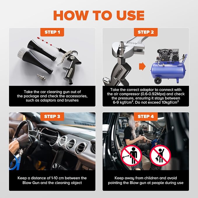 Tornado Car Cleaning Gun Interior Dryer Air Blow Gun, Automotive Tool Car - Image 4