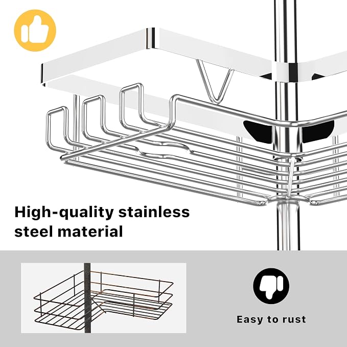 KEGII Corner Shower Caddy Tension Pole - Image 6