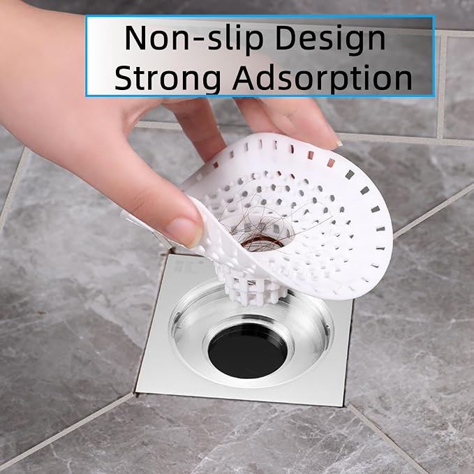 White Drain Hair Catcher Shower Drain Cover Hair Catcher Bathtub Drain Hair - Image 2