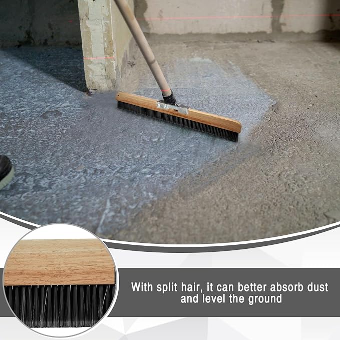 2 Pack 24 Inch Concrete Broom Finishing Tools Wood Backed, Polypropylene - Image 5