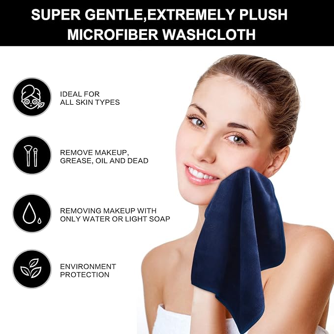 SINLAND Microfiber Facial Cloths Fast Drying Washcloth 12inch x 12inch - Image 3