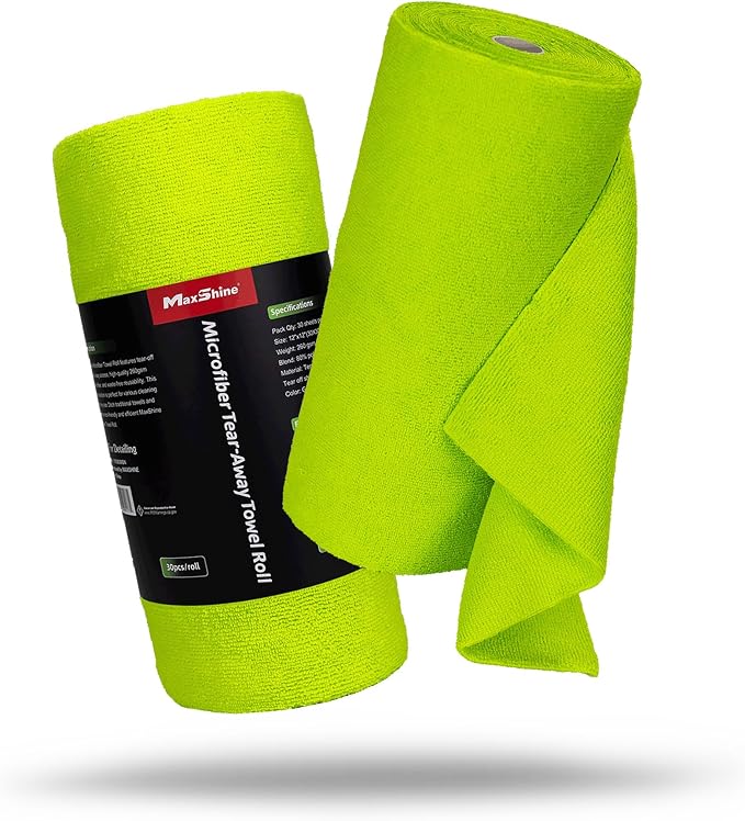 Maxshine Universal Green Microfiber Tear-Away Towel Roll – 30 Reusable 12"x12" by Maxshine