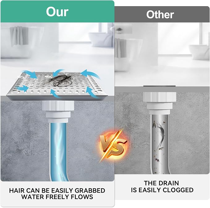 Drain Hair Catcher for Bathroom Sink, 4.8" Stainless Steel and Silicone Shower - Image 4