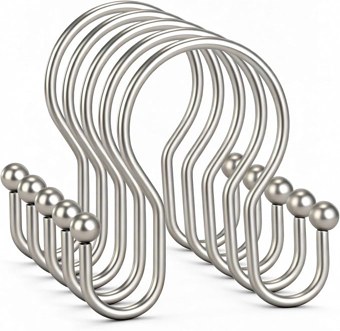 Goowin Shower Curtain Hooks, Stainless Steel Shower Curtain Hangers, Metal by Goowin