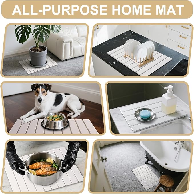 Stone Dish Drying Mat for Kitchen Counter, 23x15.3 Inch Large Fast-Absorbing - Image 4