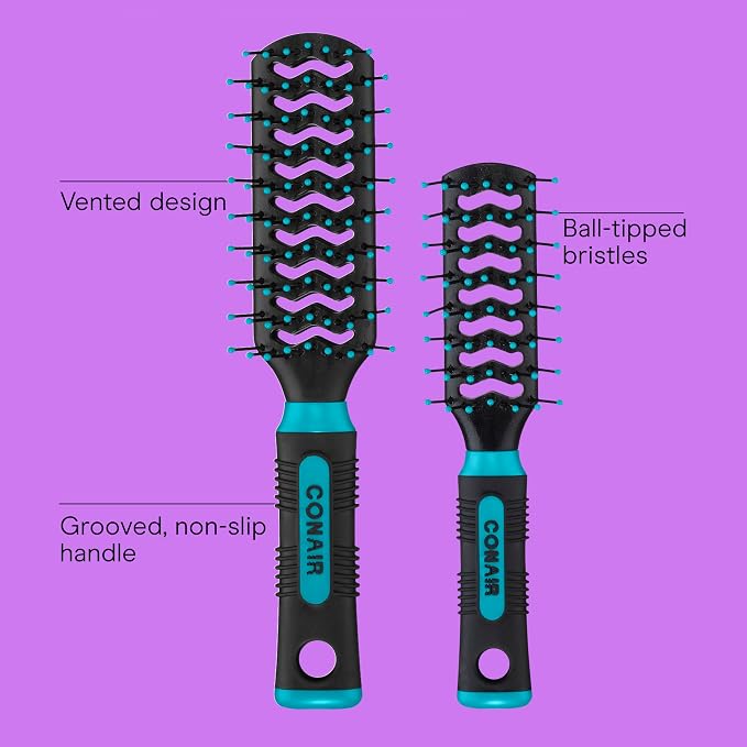Conair Grip & Lift Vent Hairbrush 2PK, Full-Size and Mid-Size Brush Set - Image 2
