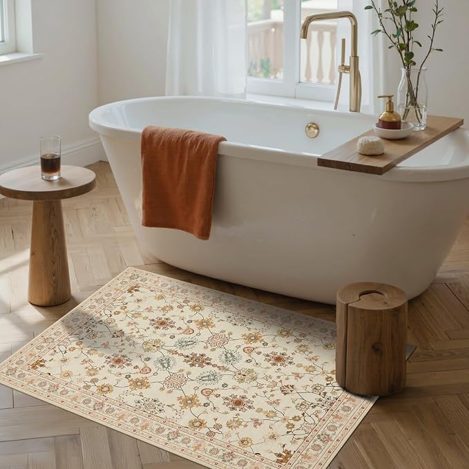 Door Mat Floral Entryway Rug, Washable Samll 2x3 Rug, Boho Front Door Mat - Image 3