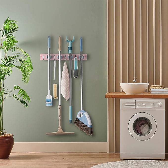 Pink Mop Broom Holder Wall Mount - Image 3