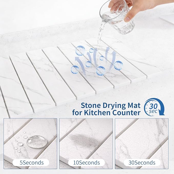 Hopegiver Stone Drying Mat for Kitchen Counter, Super Absorbent, Non-Slip & - Image 2