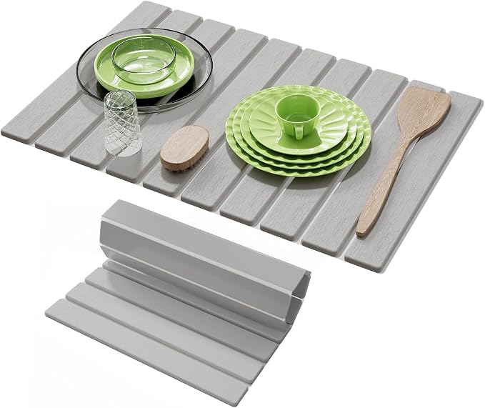Stone Dish Drying Mats for Kitchen Counter-23.6''x15.3'' Foldable Quick Dry by AEFLMHealth%C2%B7Home