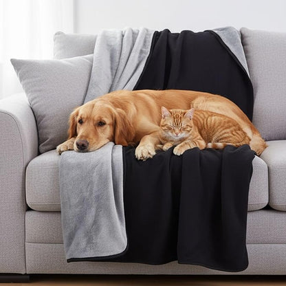 Waterproof Blanket for Bed Couch Sofa, 40''x60'' Reversible & Washable, Fleece and Flannel Waterproof Mat, Water Resistant Bed Cover, Leakproof Mattress Protector(Dark Grey/Light Grey)