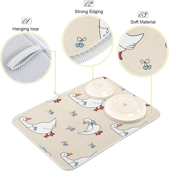 Goose Blue Hearts and A Bow Dish Drying Mat - Image 4