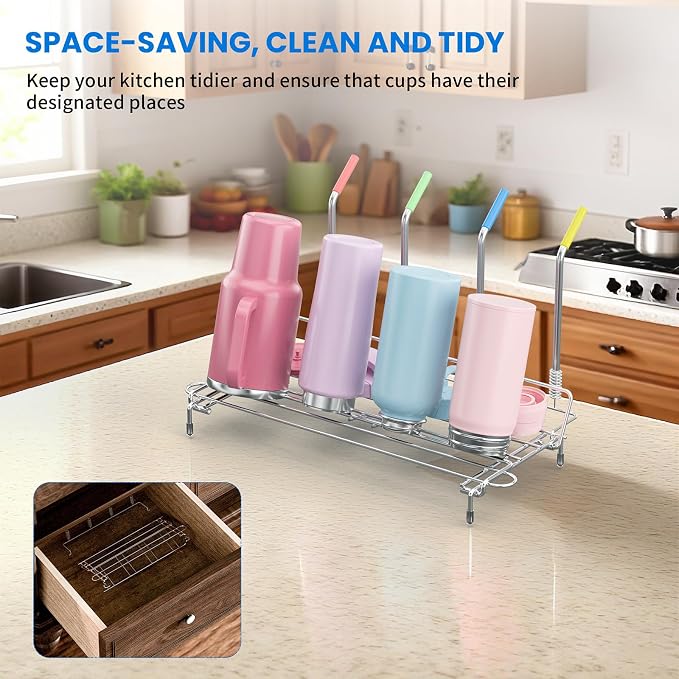 Bottle Drying Rack Stainless Steel Fold Water Bottle Drying Rack Organizer - Image 2
