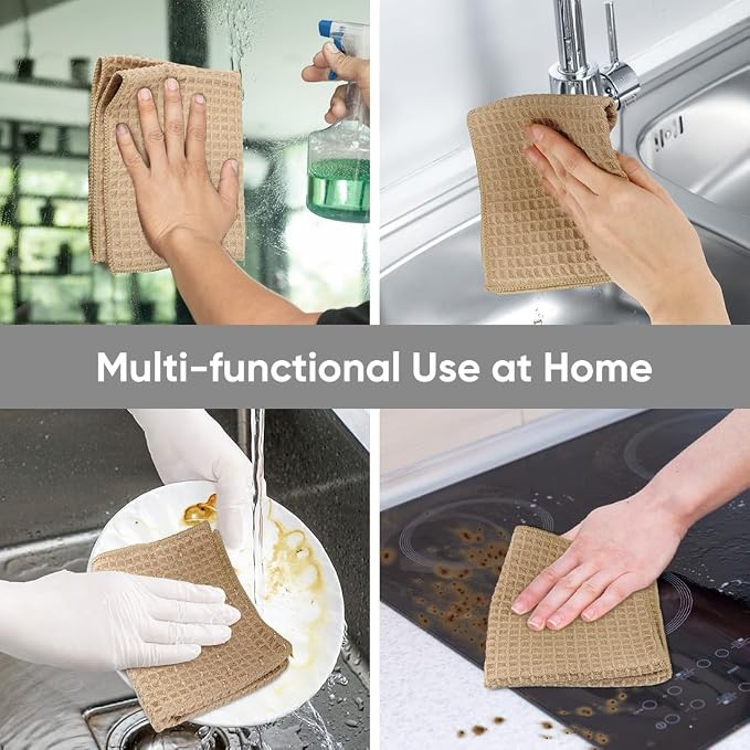 HOMEXCEL Waffle Weave Microfiber Cleaning Cloth, 6 Pack Highly Absorbent - Image 6