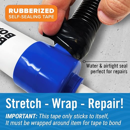 Black Heavy Duty Silicone Tape, Self-Fusing Rubber Hose and Plumbing Water Pipe - Image 5