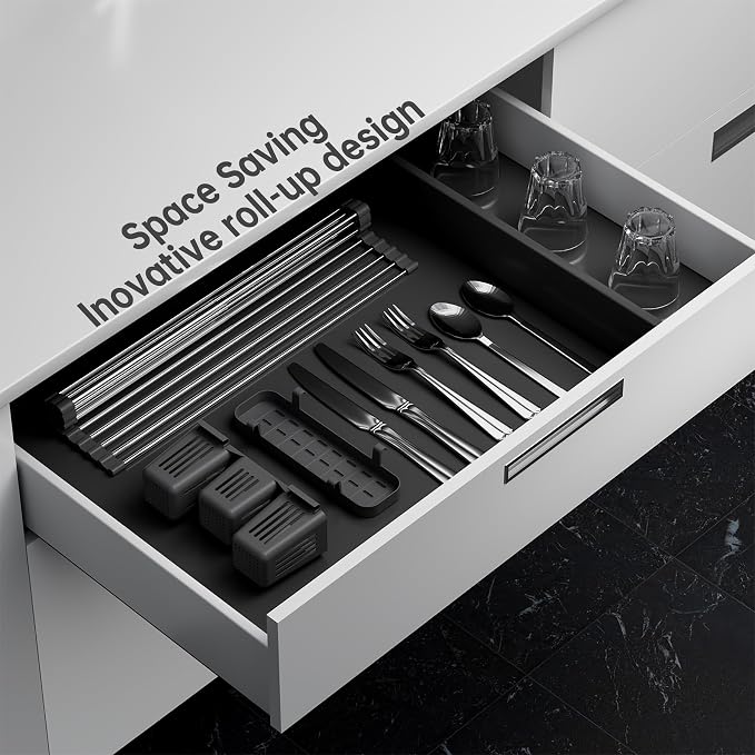Expandable Over Sink Dish Drying Rack, Large Roll Up Dish Drying Rack - Image 7