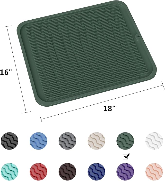 ZLR Silicone Dish Drying Mat for Kitchen Counter, Eco-Friendly Fast Dry Dish Mat - Image 6