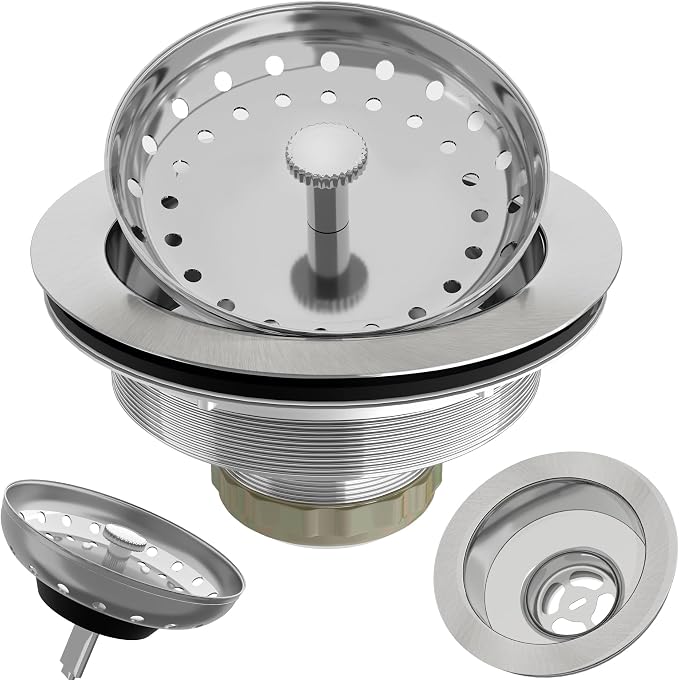 Kitchen Sink Drain 3-1/2 Inch Brushed Stainless Steel Sink Drain Strainer by Exakey