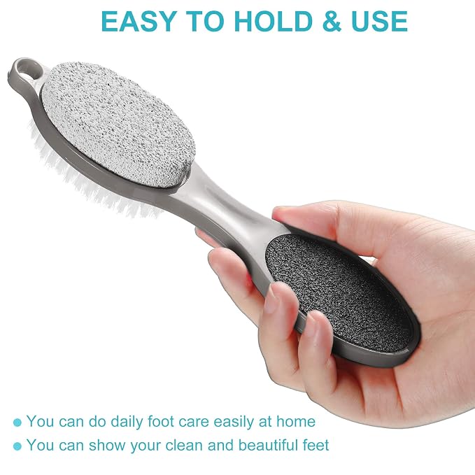 2 Pieces 4 in 1 Pedicure Tool Foot Scrubber Brush Foot File Callus Remover - Image 5