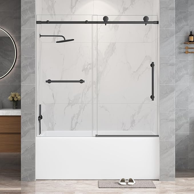 Frameless Tub Sliding Door, 5/16" Bathtub Shower Door by Unknown