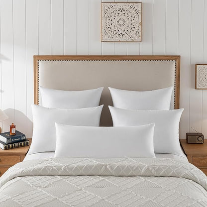 Goose Feathers and Down Pillows, Cotton Cover, Bed Sleeping Hotel Collection Pillows,Set of 2, King Size 20x36