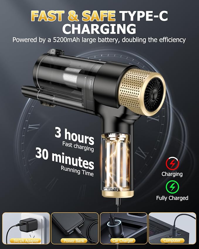 AHNR Handheld Car Vacuum Cleaner Cordless - Image 5
