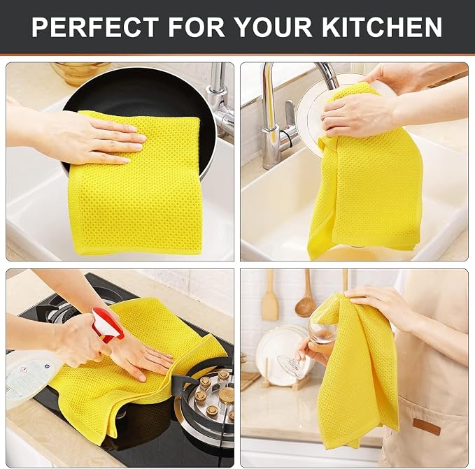Kitinjoy 100% Cotton Waffle Weave Kitchen Hand Towels - Image 4