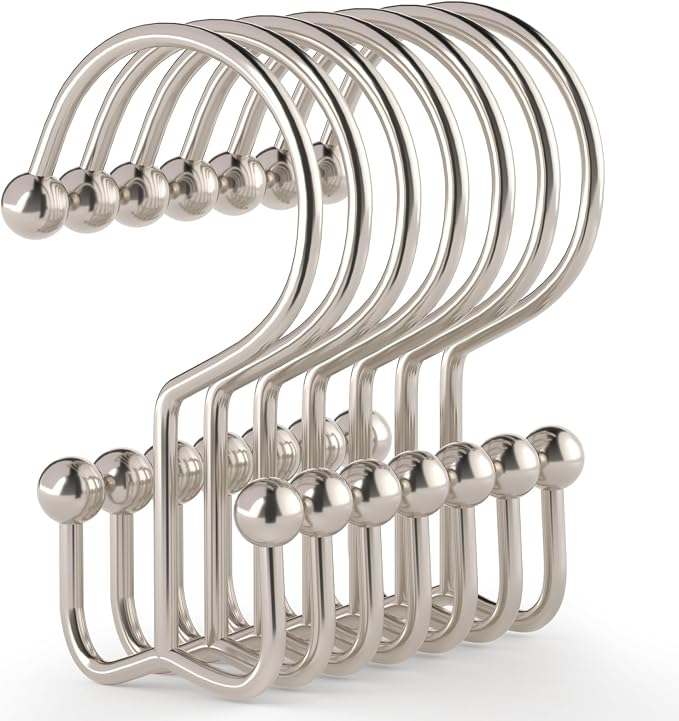 Goowin Shower Curtain Hooks, Durable Shower Curtain Rings Rust Proof, Double by Goowin