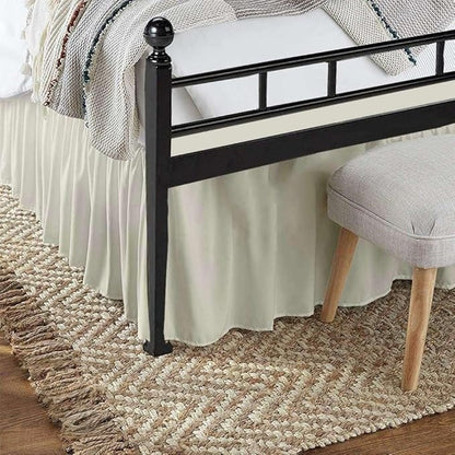 SlumberWell Full Bed Skirt with Split Corners, Soft Microfiber, 15 Inch Drop, Ivory Solid, Elegant Ruffled Design