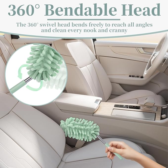 2 PCS Car Interior Duster with Extension Pole, Microfiber Car Dusters with - Image 4