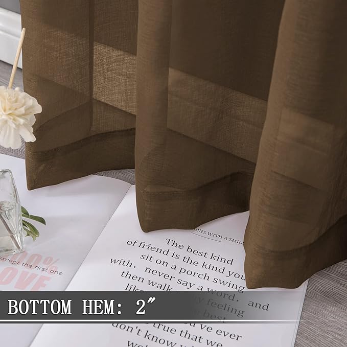 Tollpiz Sheer Curtain Linen Textured Bedroom Curtains Sheer Light Filtering Rod - Image 4