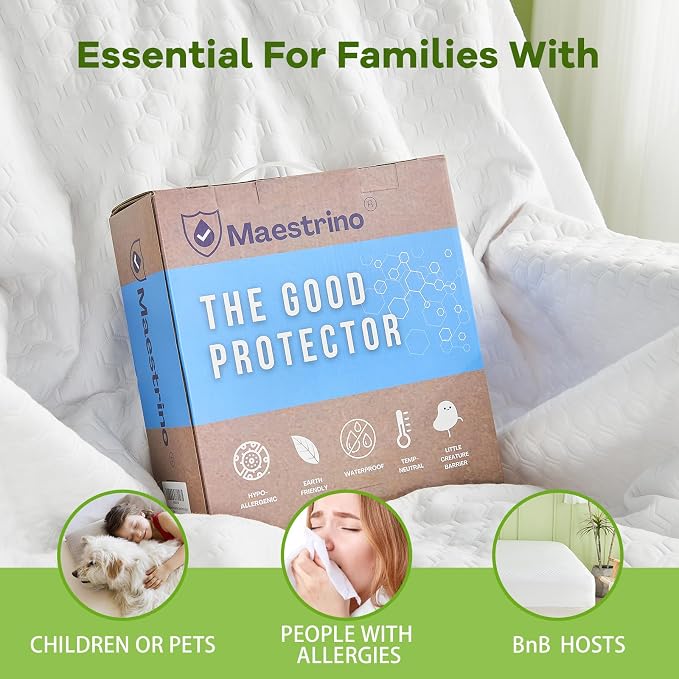 Premium Tencel Twin Size Mattress Protector in White, Natural and Skin Soft - Image 5