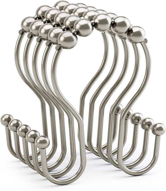 AmazerBath Shower Curtain Hooks, Shower Curtain Rings, Metal Nickel Shower - Image 9