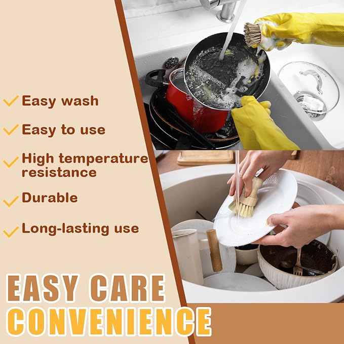Nuenen 6 Packs Bamboo Dish Scrub Brushes Wooden Scrubbers Set Kitchen - Image 3