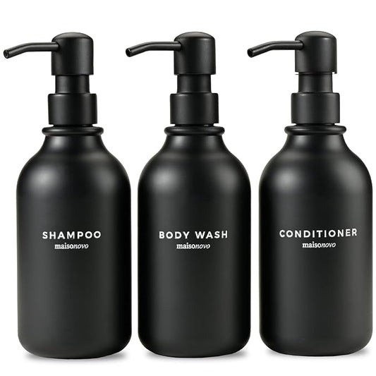 MaisoNovo Refillable Shampoo and Conditioner Bottles | 16.9 fl oz Set of 3 by MaisoNovo-TheArtofSustainableLiving