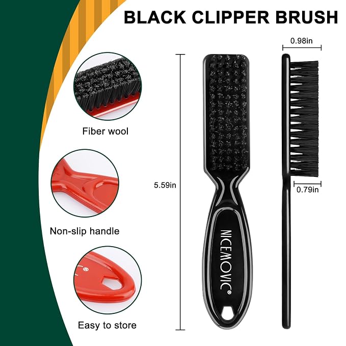 NICEMOVIC Barber Clipper Cleaning Brushes, Anti-Slip Handle Mini Brush Bulk Set - Image 2