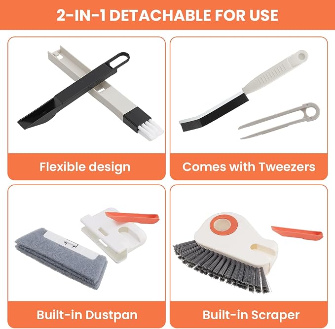 12pcs Window Track Cleaner Tool Set, Window Sill & Groove Cleaning Brushes - Image 6