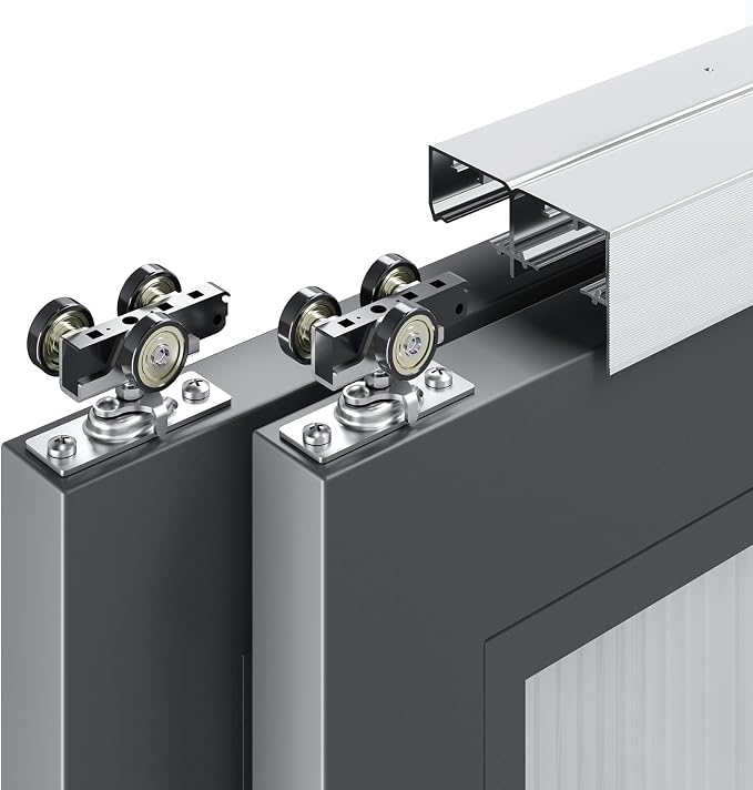 EaseLife 8FT/96in Bypass Double Sliding Pocket Door Hardware Kit, Commercial by EaseLife