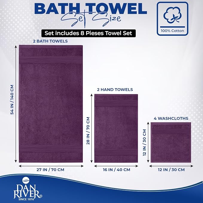 DAN RIVER 8 PC Luxury Bath Towels - Image 2