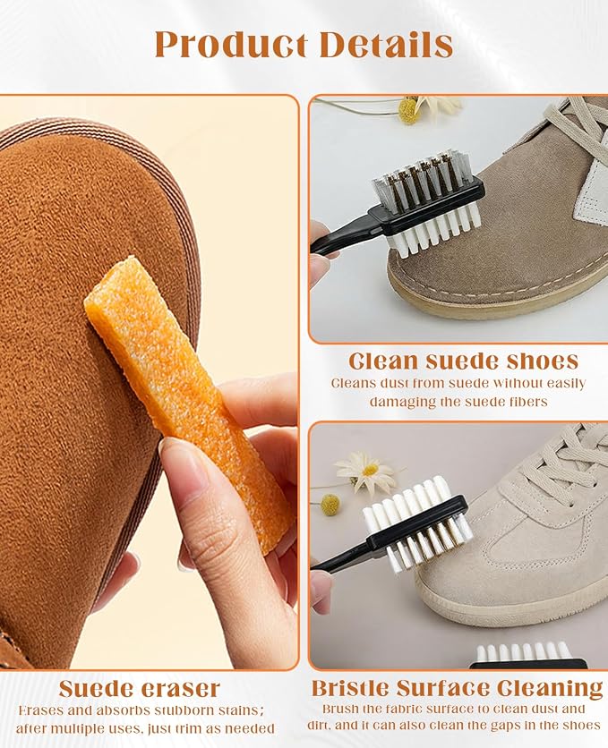 8PCS Suede Eraser and Brush Kit, Soft Cleaner - Image 2