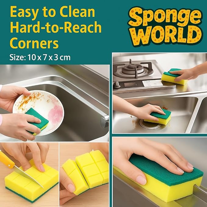 Dish Sponge, Non Scratch Sponges, Heavy Duty Scrub Sponge 24 Pack, Kitchen - Image 6