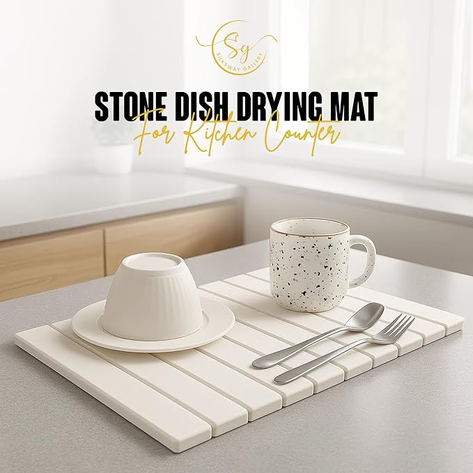 Large Stone Dish Drying Mat for Kitchen Counter, Instant Drying Pad, Super - Image 9