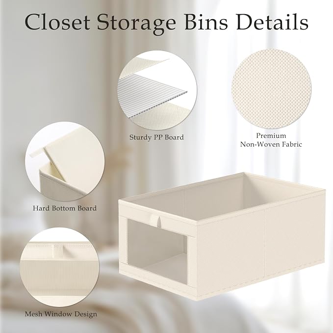 Criusia Linen Closet Organizers and Storage, 4 Pack Linen Closet Baskets - Image 4