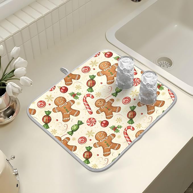 Christmas Gingerbread Cookie Man Sugar Dish Drying Mat - Image 7
