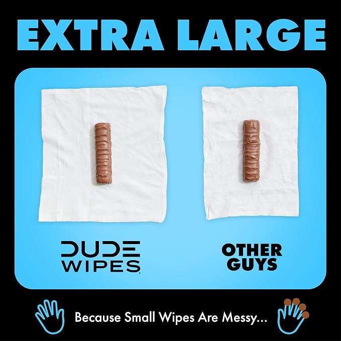 DUDE Wipes, 2 Pack | Flushable | Unscented | Extra-Large | Vitamin-E & Aloe - Image 4