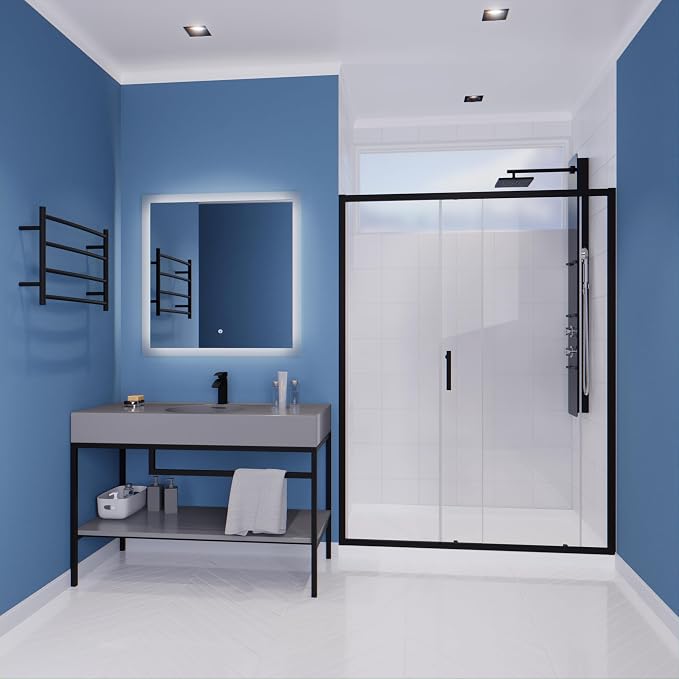 ANZZI 72 x 60 inch Framed Shower Door in Matte Black | Halberd Water Repellent - Image 3