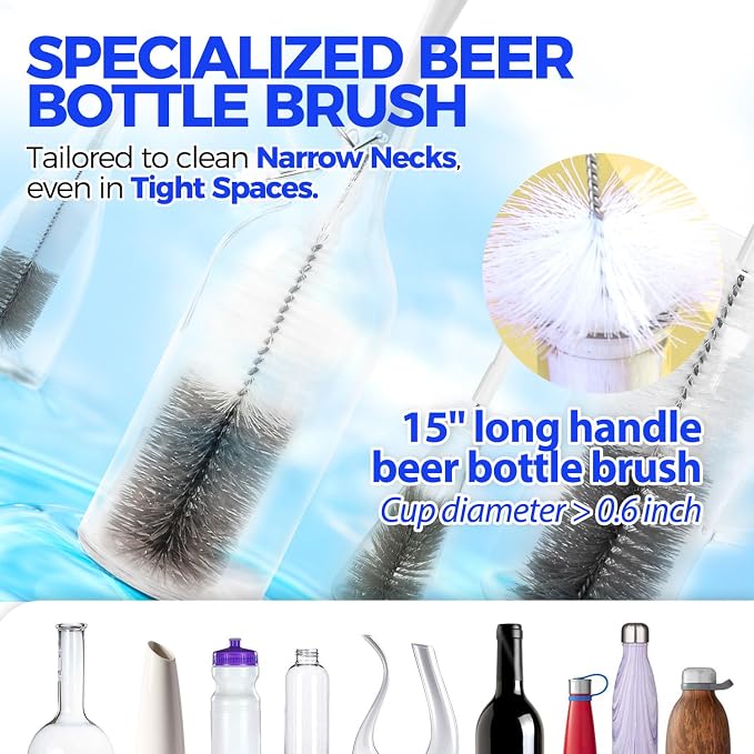 Holikme 10 Pack Bottle Brush Cleaner Set, Flexible Long Handle Water Bottle - Image 3
