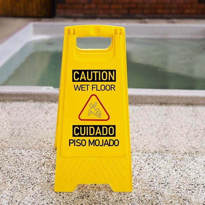 12-Pack Bilingual Caution Wet Floor Signs, A-Frame Double-Sided Warning Signs - Image 7